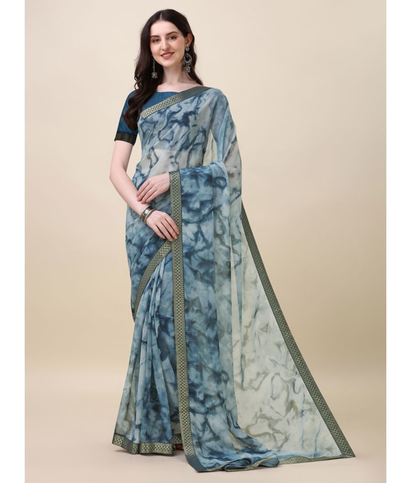     			Vichitro - Sea Green Chiffon Saree With Blouse Piece ( Pack of 1 )