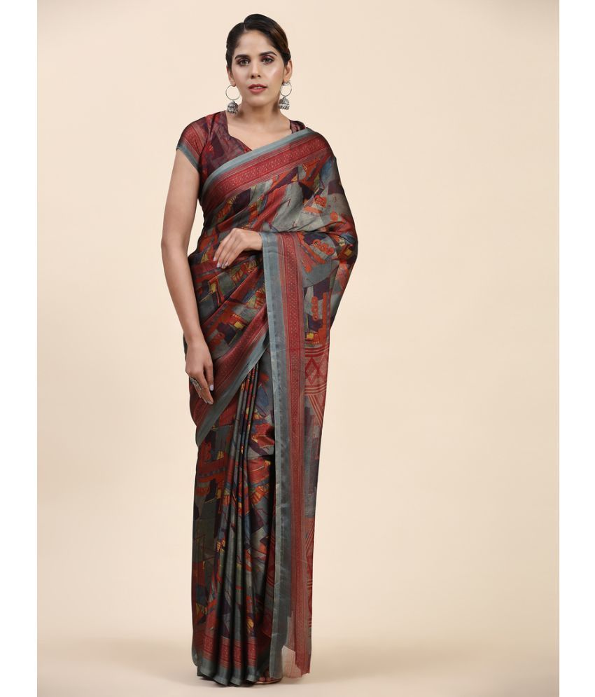     			rujave - Grey Art Silk Saree With Blouse Piece ( Pack of 1 )