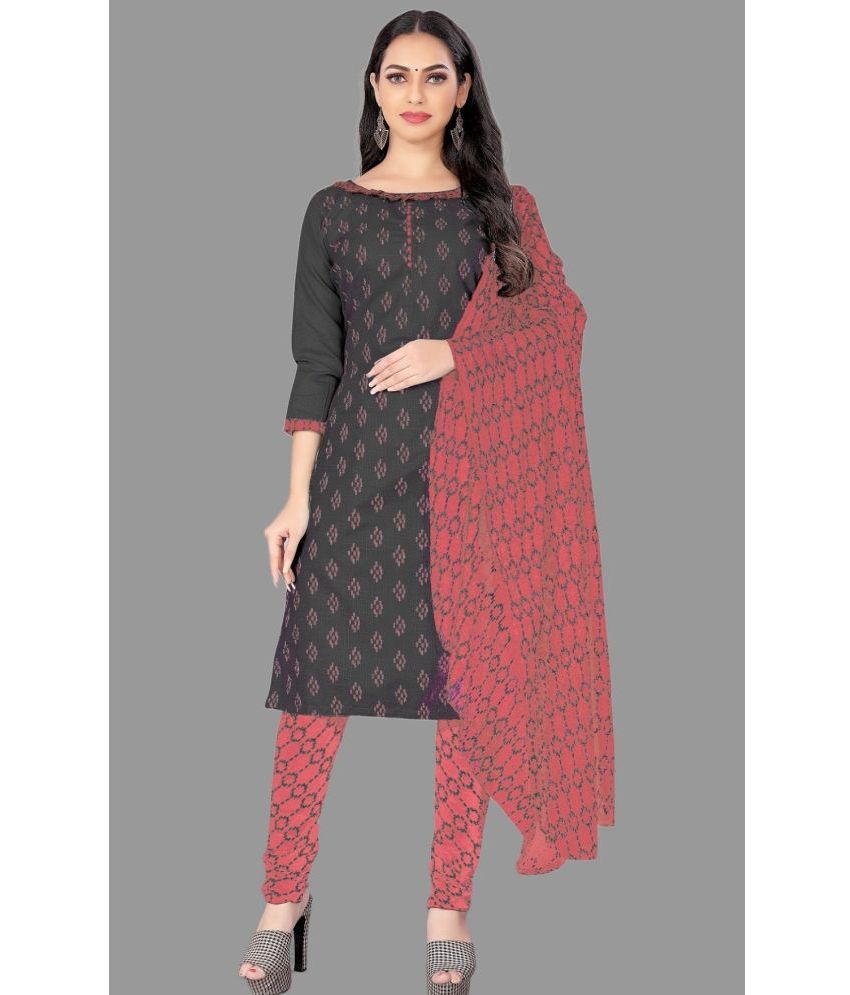    			Aika - Unstitched Dark Grey Cotton Dress Material ( Pack of 1 )