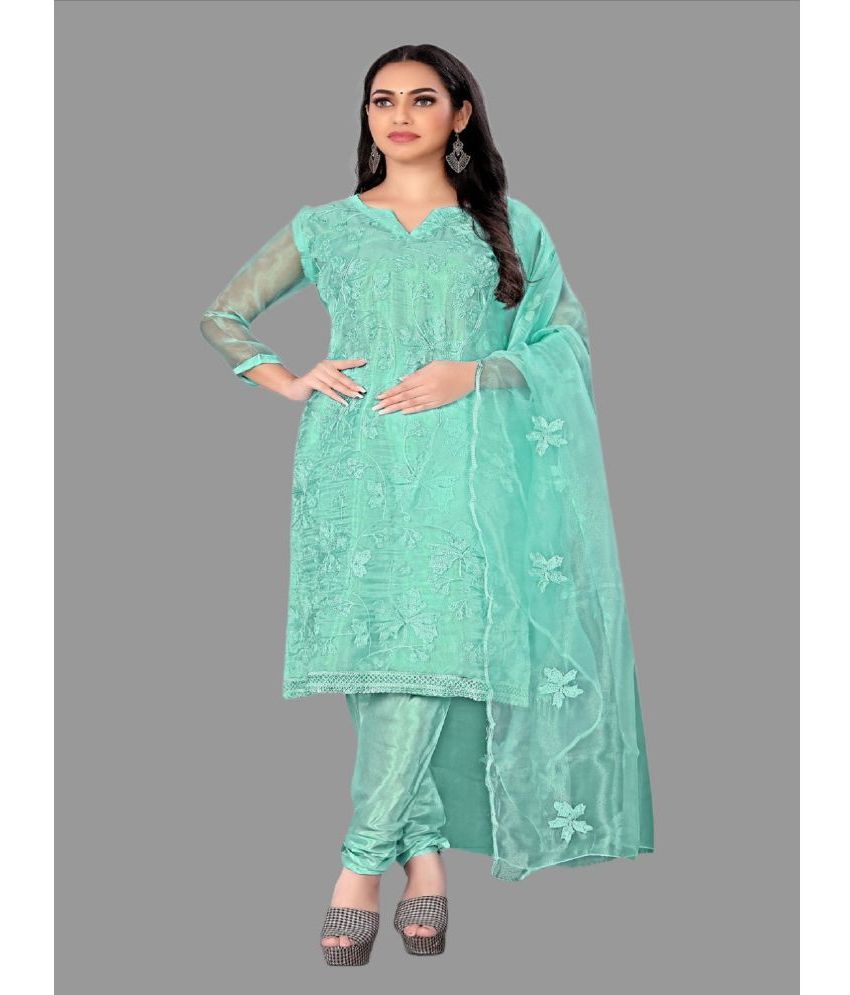     			Apnisha - Unstitched Turquoise Cotton Dress Material ( Pack of 1 )