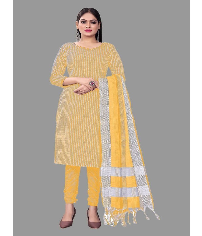     			Apnisha - Unstitched Yellow Cotton Dress Material ( Pack of 1 )