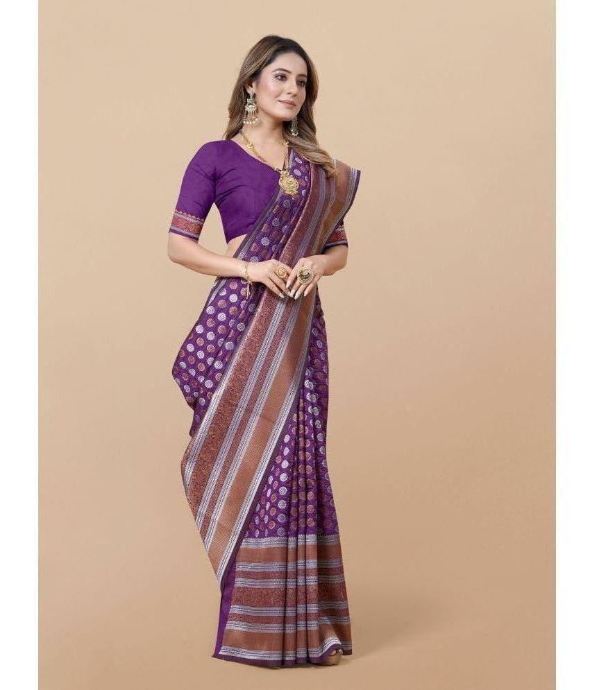     			Gazal Fashions - Multicolour Banarasi Silk Saree With Blouse Piece ( Pack of 1 )