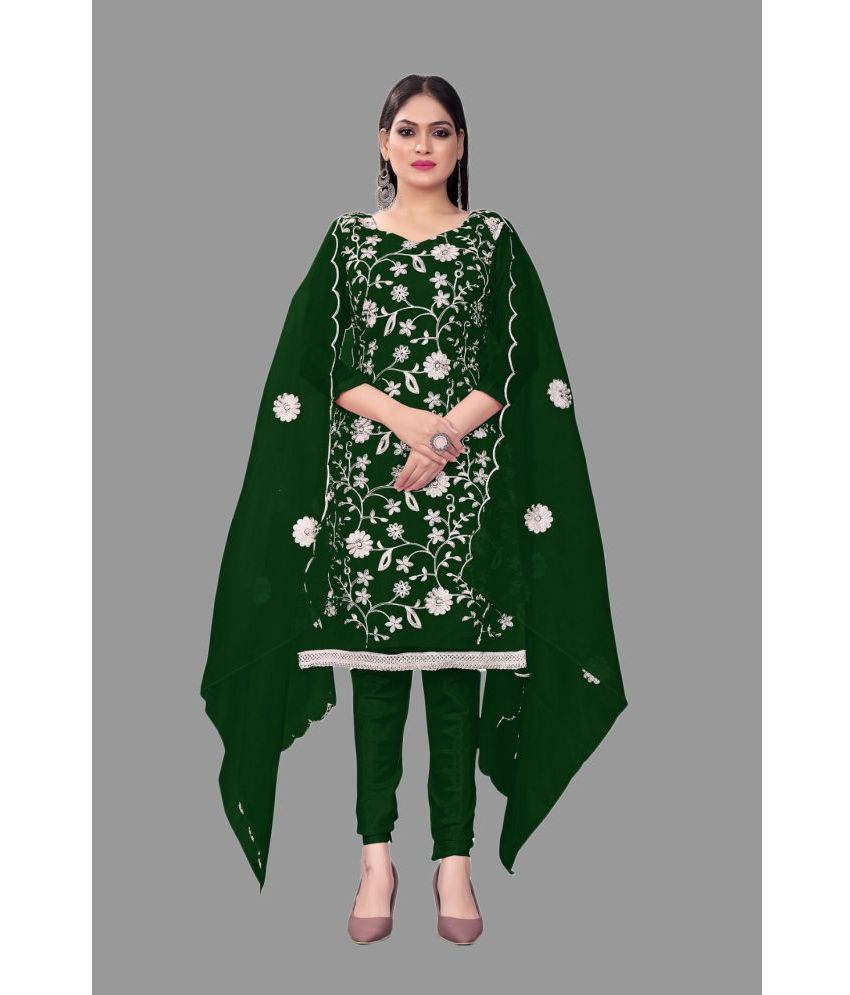     			JULEE - Unstitched Green Cotton Dress Material ( Pack of 1 )