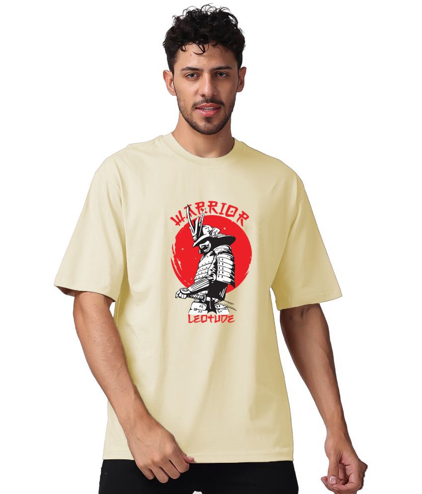     			Leotude - Beige Cotton Blend Oversized Fit Men's T-Shirt ( Pack of 1 )