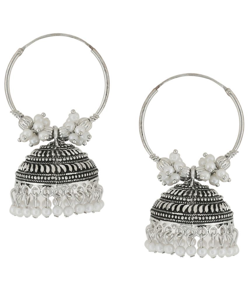     			NVR - Silver Jhumki Earrings ( Pack of 1 )