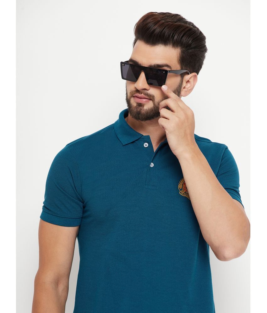     			RELANE - Teal Blue Cotton Blend Regular Fit Men's Polo T Shirt ( Pack of 1 )