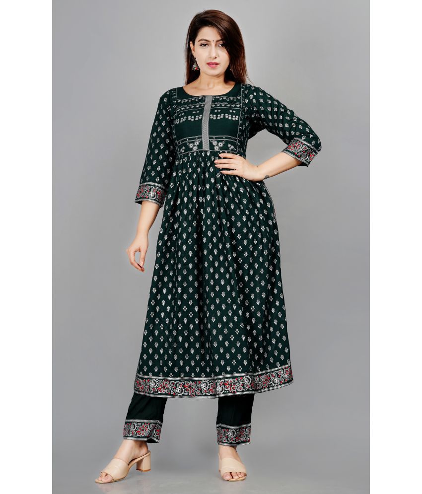     			SIPET - Green Anarkali Rayon Women's Stitched Salwar Suit ( Pack of 1 )