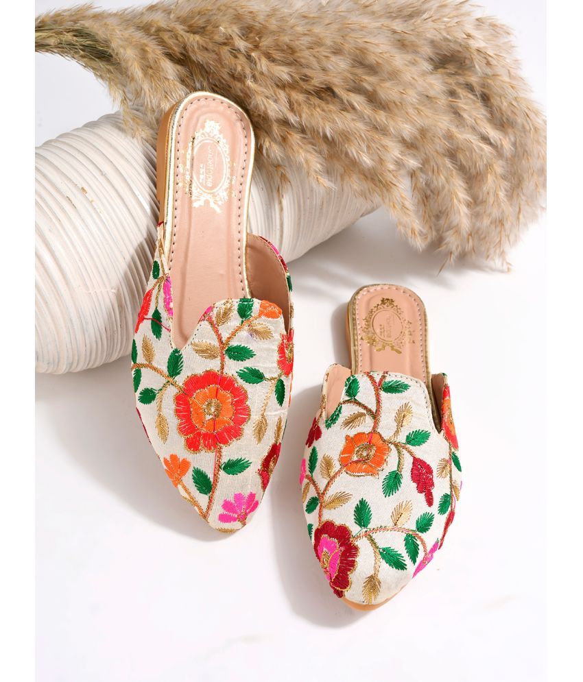     			Shoetopia Ethnic Embroidered Multicolored Mules For Girls