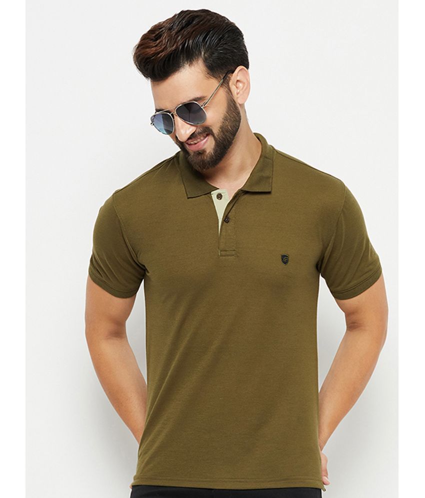     			XFOX Pack of 1 Cotton Blend Regular Fit Solid Half Sleeves Men's Polo T Shirt ( Olive )