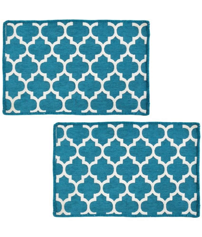     			FURNISHING HUT - Anti-skid Polyester Door Mat ( 60 X 40 cm ) Set of 2 - Aqua