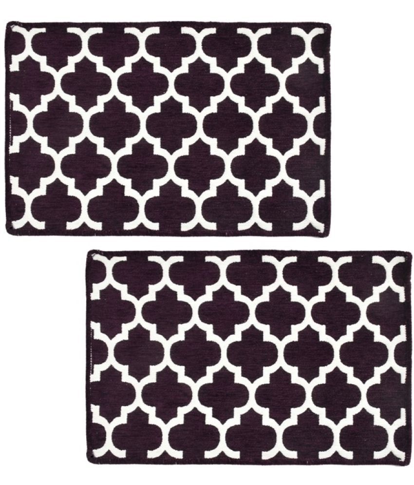    			FURNISHING HUT - Anti-skid Polyester Door Mat ( 60 X 40 cm ) Set of 2 - Purple