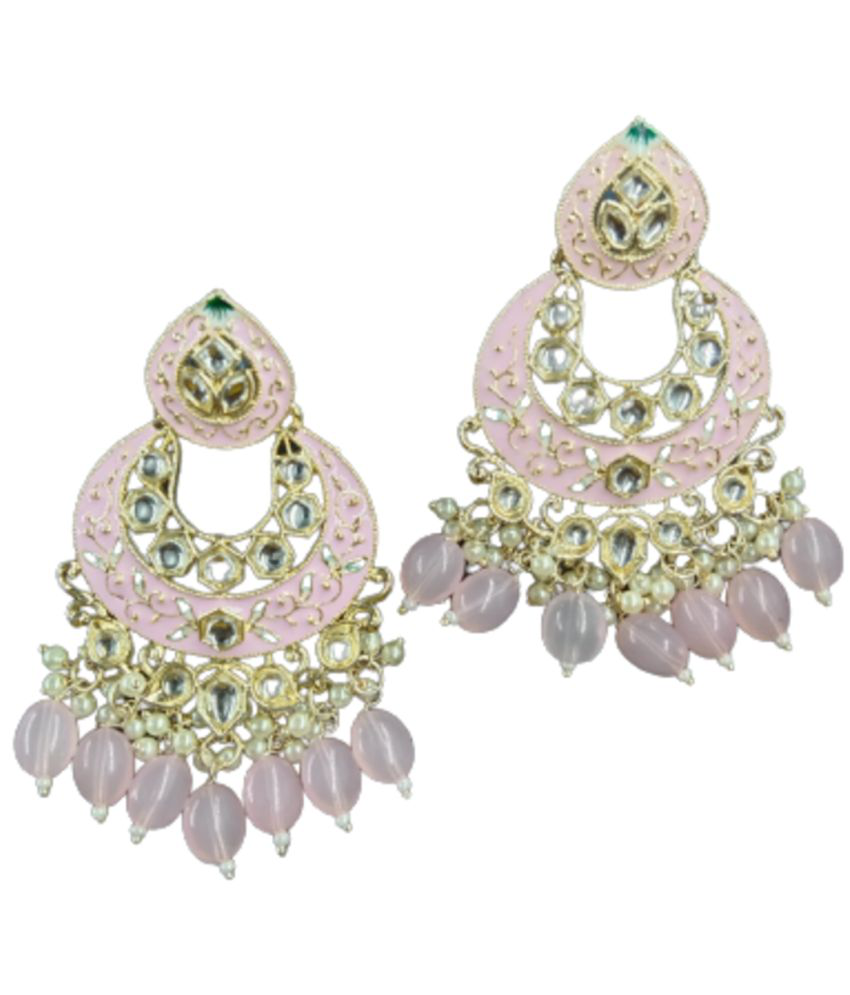     			Jiyanshi fashion Light Pink Chandbalis Earrings ( Pack of 1 )