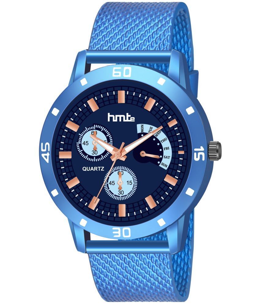     			HMTe - Blue Leather Analog Men's Watch