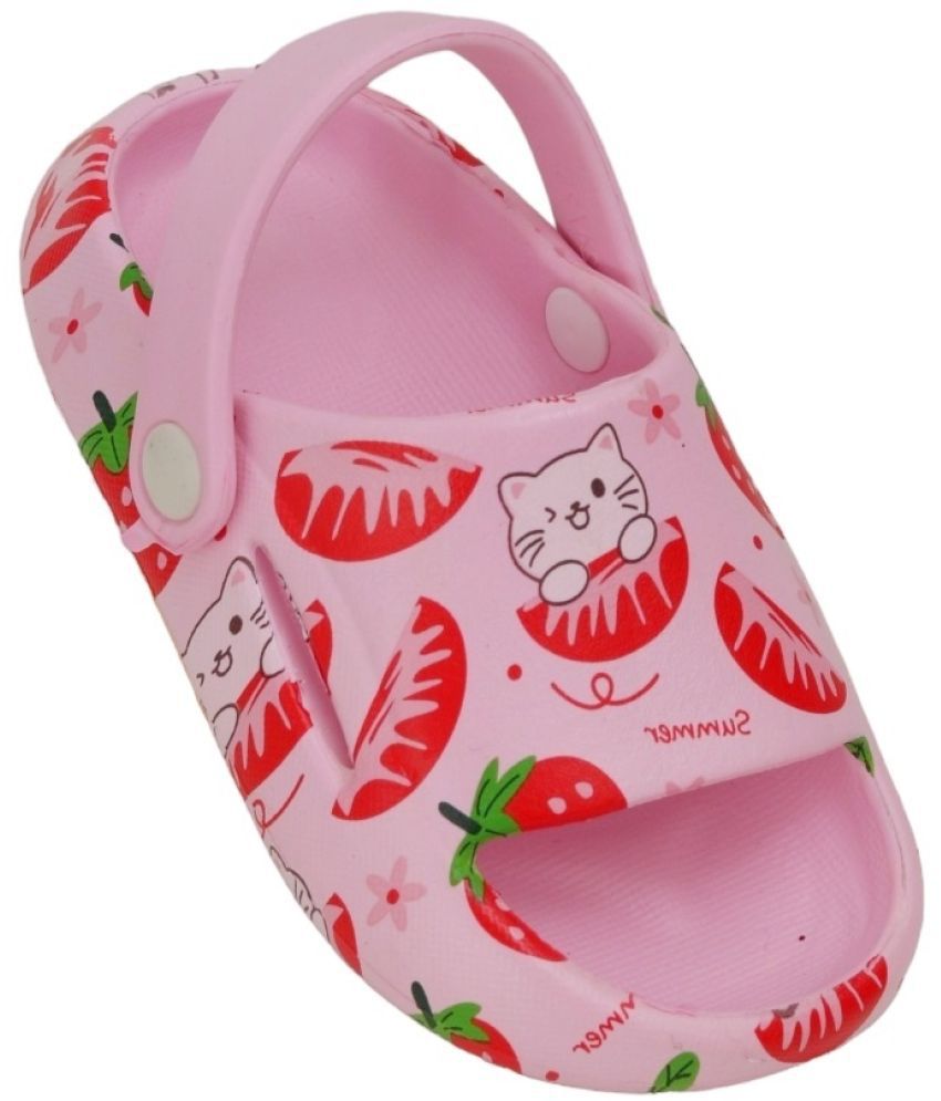     			Yellow Bee Strawberry and Cat Theme Sandals for Girls, Pink and Red