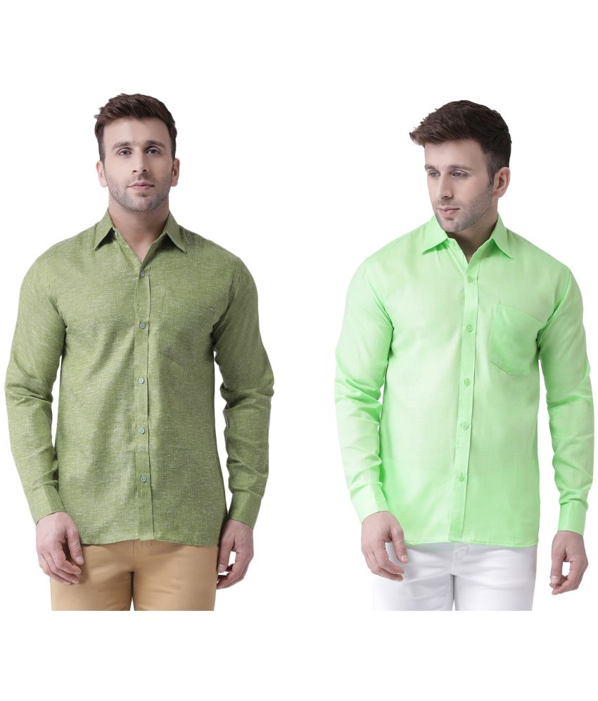     			RIAG Cotton Blend Regular Fit Self Design Full Sleeves Men's Casual Shirt - Green ( Pack of 2 )