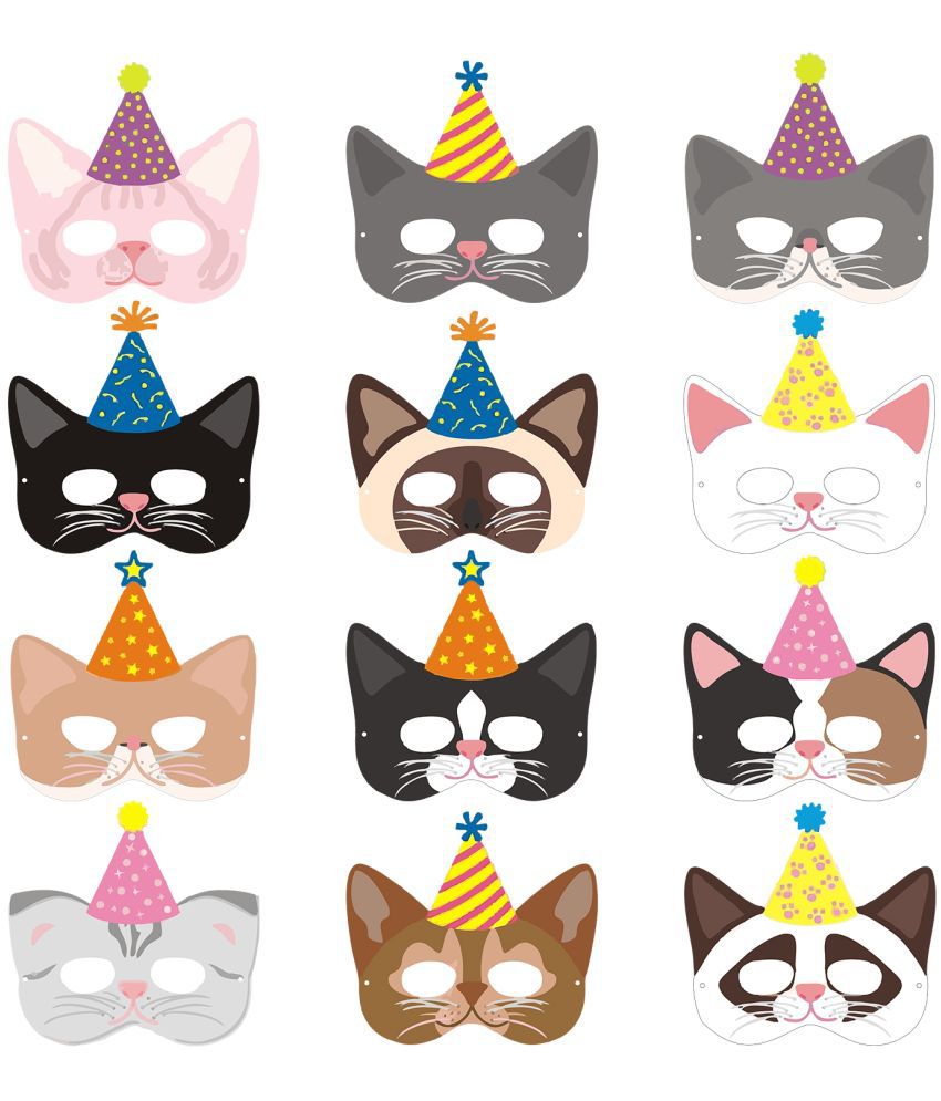     			ZYOZI Cat Theme Birthday Stickers /Cat Stickers for Kids/Cat Paper Stickers Props Cat Theme Birthday Party Decorations (Pack Of 12)