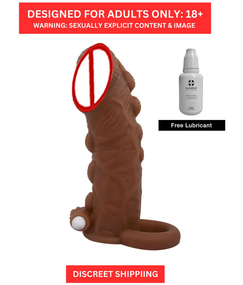     			Adjustable and Stretchable DRAGON DILDO Dark Brown Chocolate Color Penis Sleeve for Extra Time Delay and Strong Erection with Free Kaamraj Lube Included