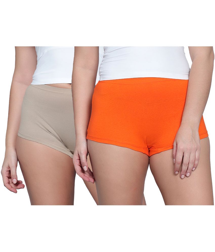     			Diaz Pack of 2 Cotton Solid Women's Boy Shorts ( Multi Color )