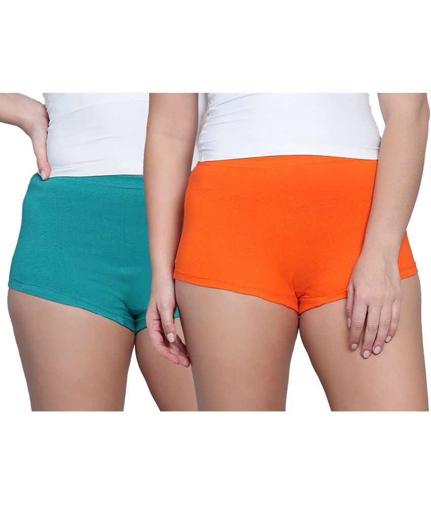     			Diaz Pack of 2 Cotton Solid Women's Boy Shorts ( Multi Color )