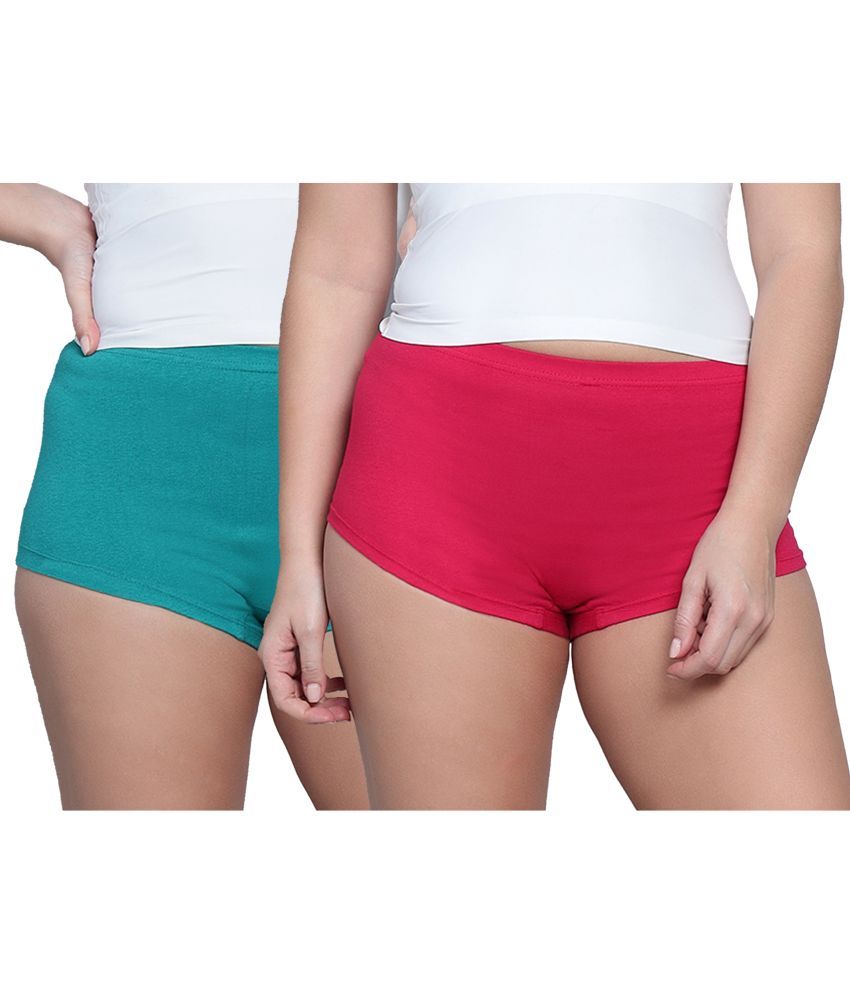     			Diaz Pack of 2 Cotton Solid Women's Boy Shorts ( Multi Color )