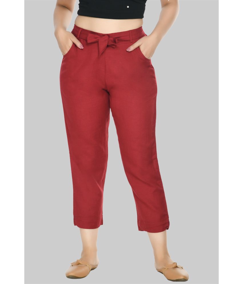     			PREEGO - Maroon Rayon Regular Women's Casual Pants ( Pack of 1 )