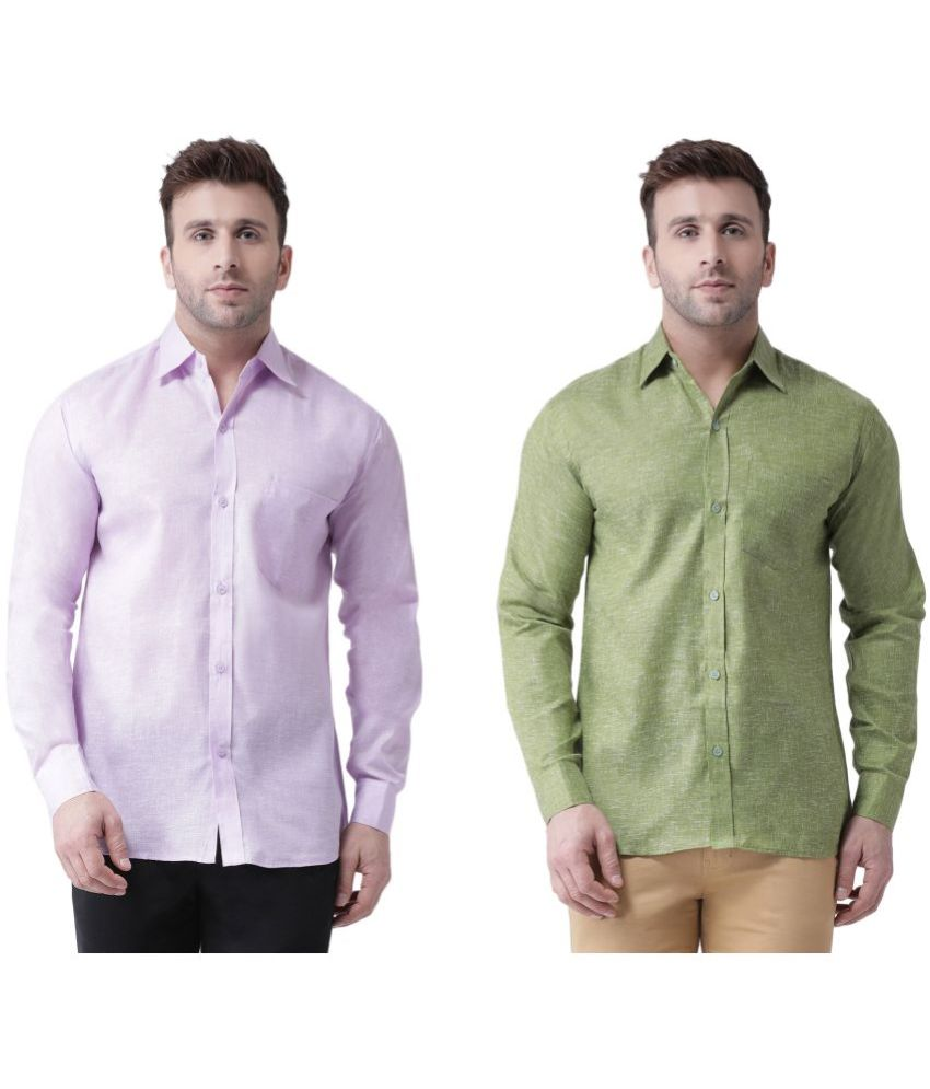     			RIAG Cotton Blend Regular Fit Full Sleeves Men's Formal Shirt - Green ( Pack of 2 )