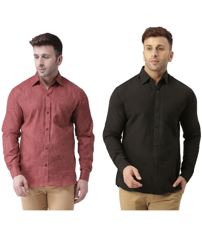     			RIAG Cotton Blend Regular Fit Solids Full Sleeves Men's Casual Shirt - Brown ( Pack of 2 )