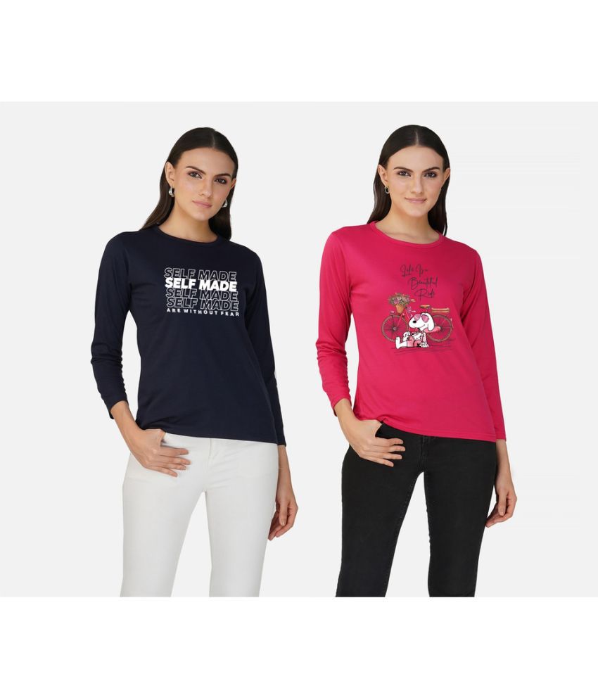     			CHOZI - Multi Color Cotton Blend Regular Fit Women's T-Shirt ( Pack of 2 )