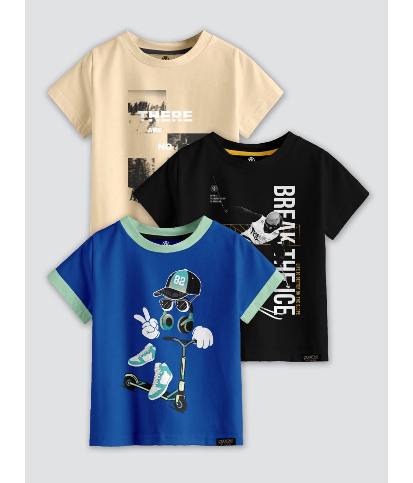     			CODEZ - Multi Color Cotton Blend Boy's T-Shirt ( Pack of 3 )