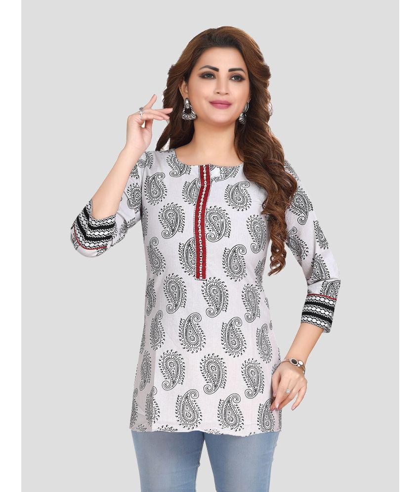     			Meher Impex Cotton Printed Straight Women's Kurti - White ( Pack of 1 )