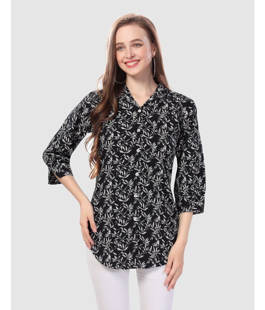     			Meher Impex Crepe Printed Shirt Style Women's Kurti - Black ( Pack of 1 )