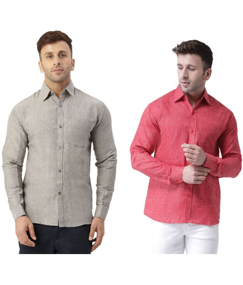     			RIAG Cotton Blend Regular Fit Full Sleeves Men's Formal Shirt - Red ( Pack of 2 )