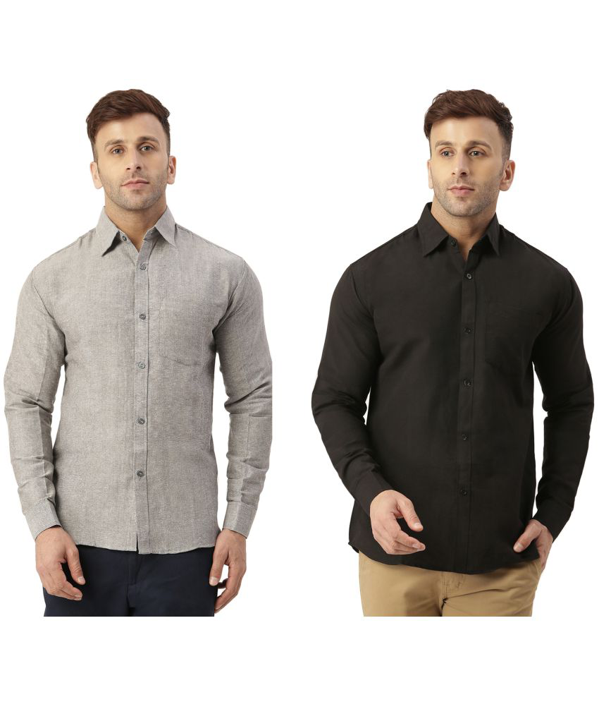     			RIAG Cotton Blend Regular Fit Full Sleeves Men's Formal Shirt - Black ( Pack of 2 )