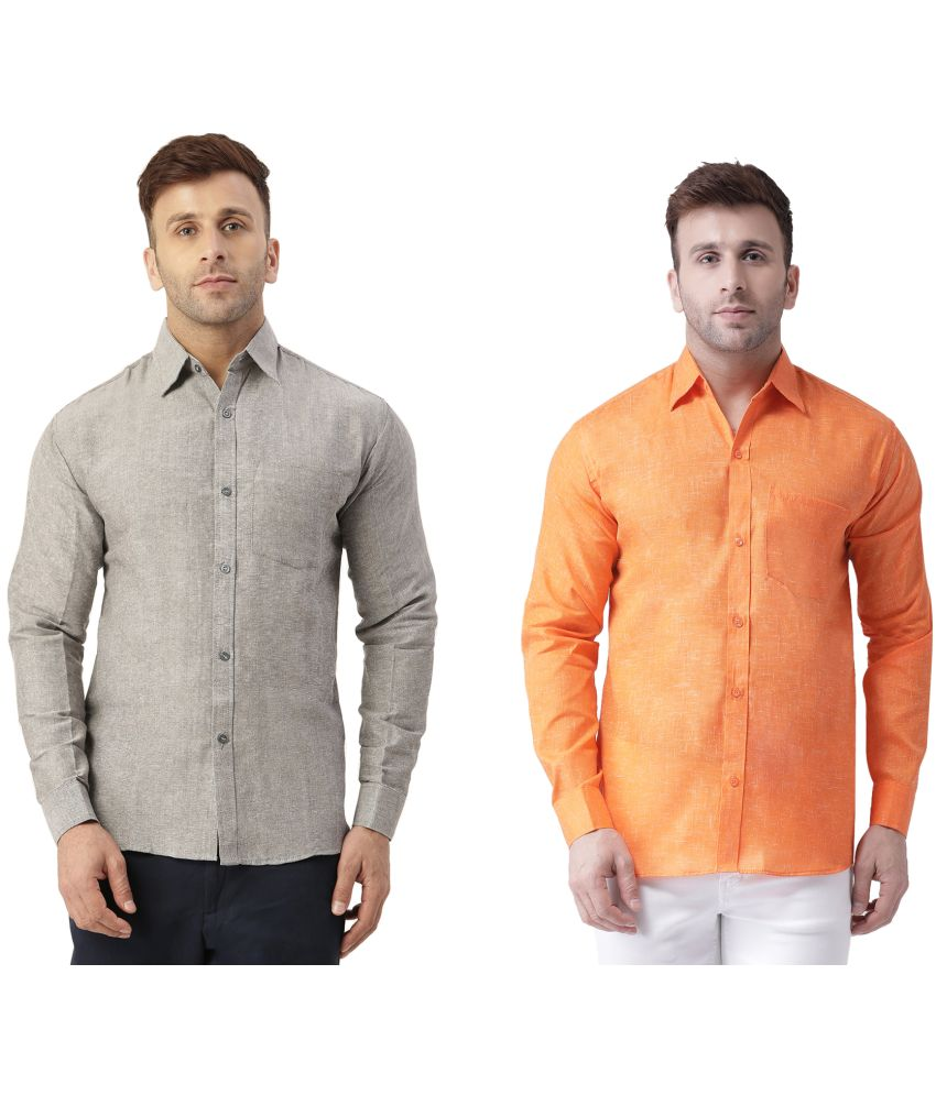     			RIAG Cotton Blend Regular Fit Full Sleeves Men's Formal Shirt - Orange ( Pack of 2 )