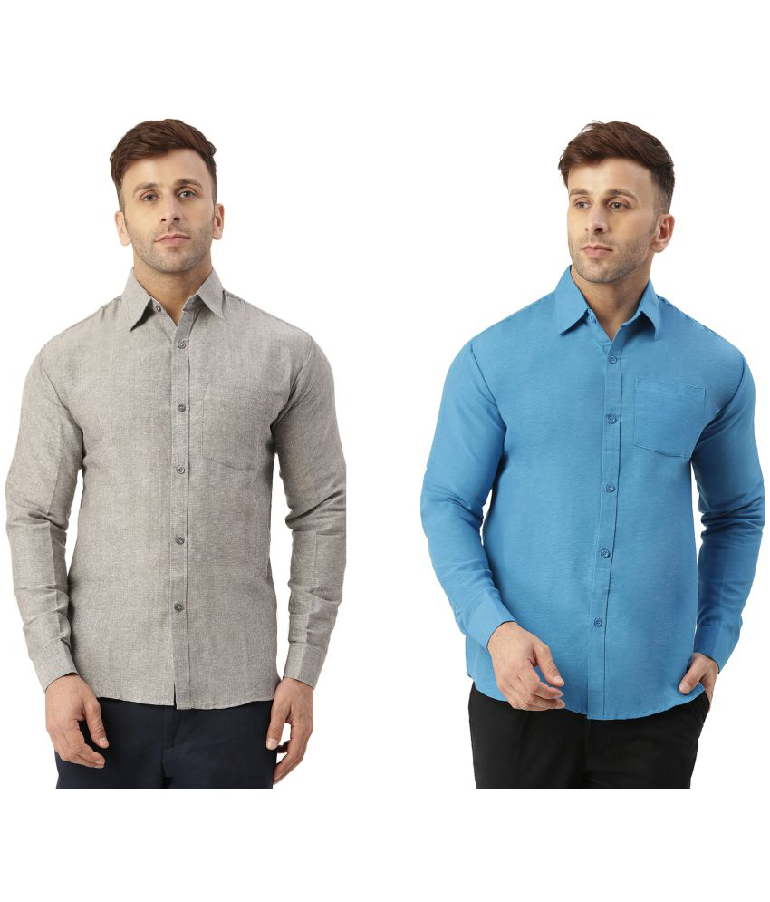     			RIAG Cotton Blend Regular Fit Full Sleeves Men's Formal Shirt - Blue ( Pack of 2 )