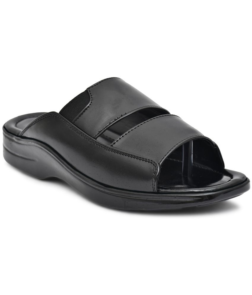     			IVRAH - Black Men's Leather Slipper