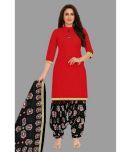 shree jeenmata collection - Red Straight Cotton Women's Stitched Salwar Suit ( Pack of 1 )