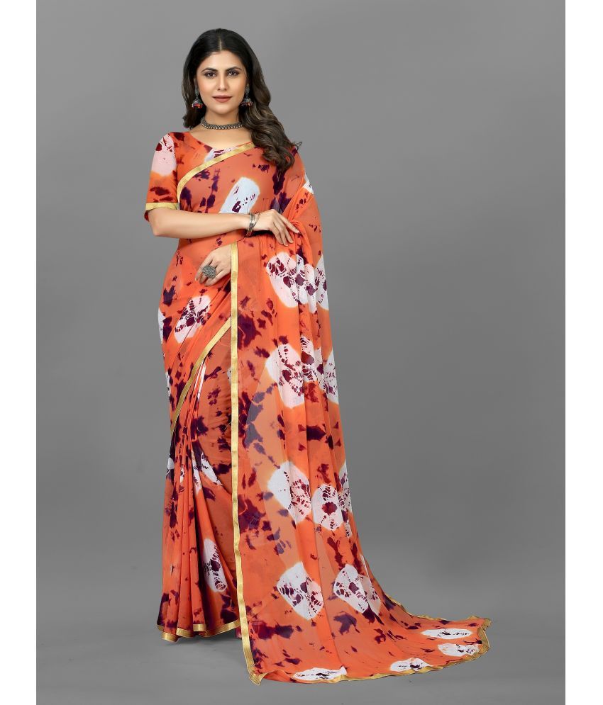     			Apnisha - Orange Chiffon Saree With Blouse Piece ( Pack of 1 )