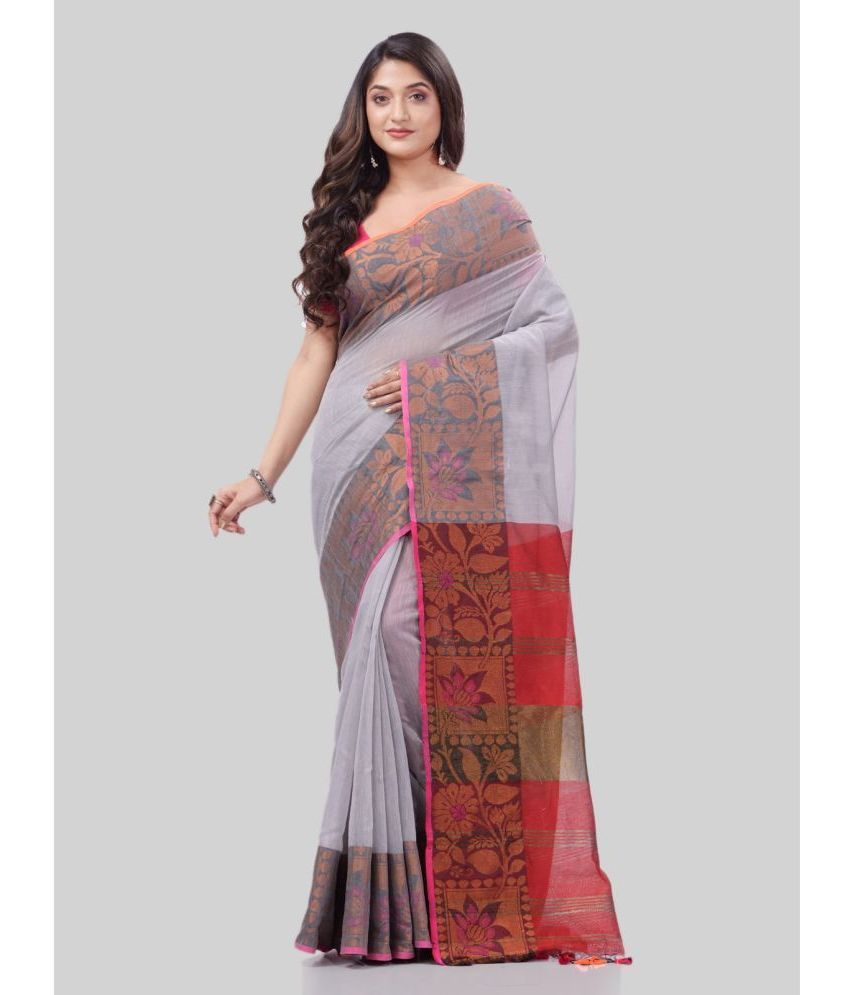     			Desh Bidesh - Grey Cotton Silk Saree With Blouse Piece ( Pack of 1 )