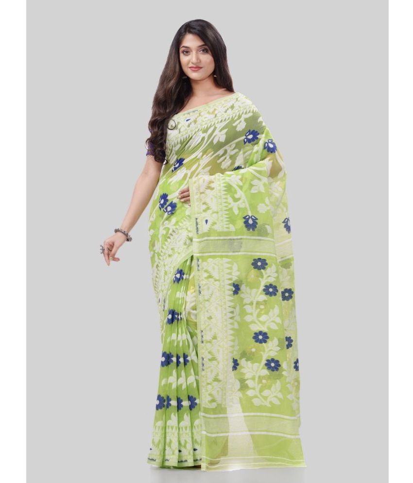     			Desh Bidesh - Light Green Cotton Saree Without Blouse Piece ( Pack of 1 )
