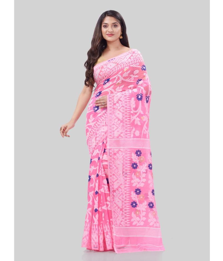     			Desh Bidesh - Pink Cotton Saree Without Blouse Piece ( Pack of 1 )