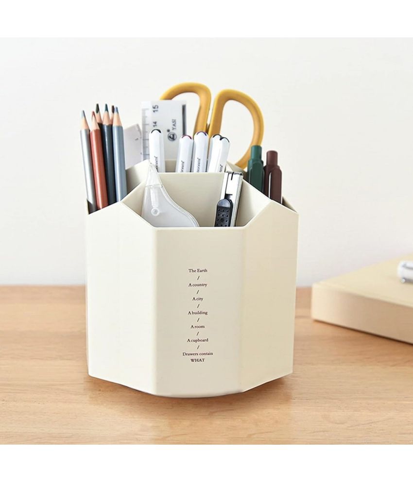    			GEOCARTER Pencil Holders Multi-purpose Strong Stylish Pen Pencil Holder Desk Organizer 5 Compartment Stand for Storage Home and Office Use