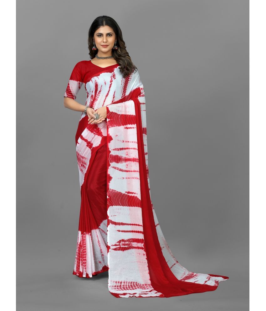     			JULEE - Red Chiffon Saree With Blouse Piece ( Pack of 1 )