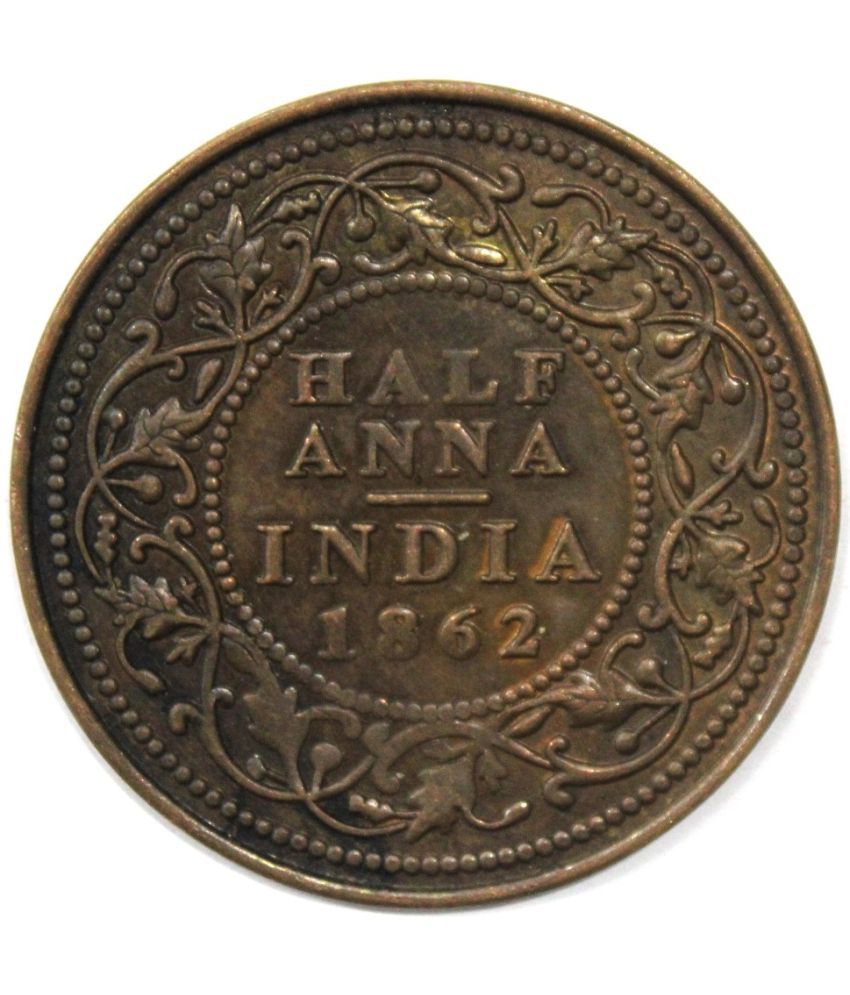     			Luxury - Big Verity - British India Rare Half Anna 1862 Victoria Queen Copper Fancy old Coin Numismatic Coins