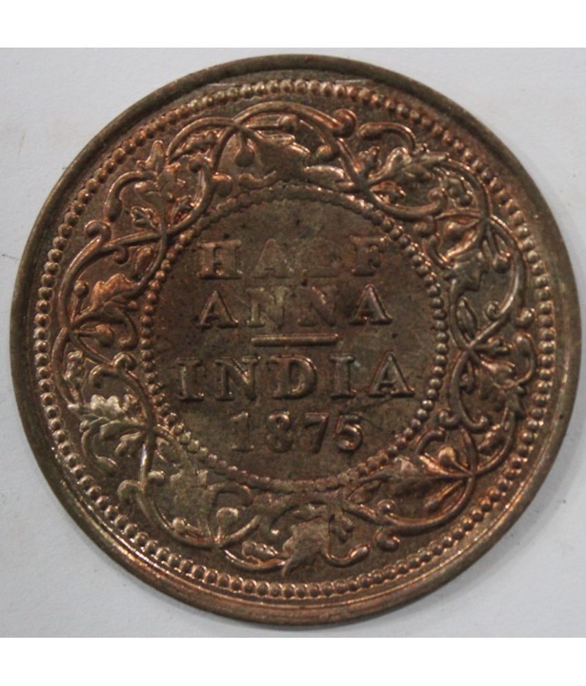     			Luxury - Big Verity - British India very Rare Half Anna 1875 Victoria Queen Fancy old Condition Coin Numismatic Coins