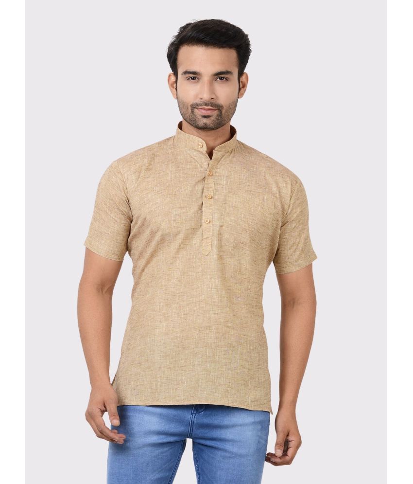     			Maharaja - Khaki Linen Men's Regular Kurta ( Pack of 1 )