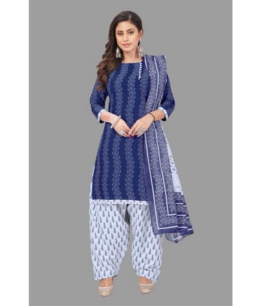     			SIMMU - Unstitched Blue Crepe Dress Material ( Pack of 1 )