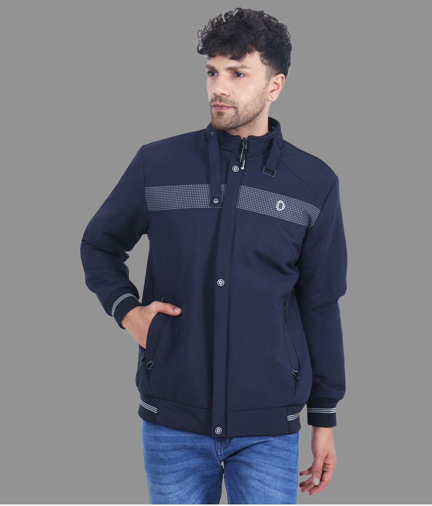     			Dollar - Navy Blue PU Leather Regular Fit Men's Windcheater Jacket ( Pack of 1 )