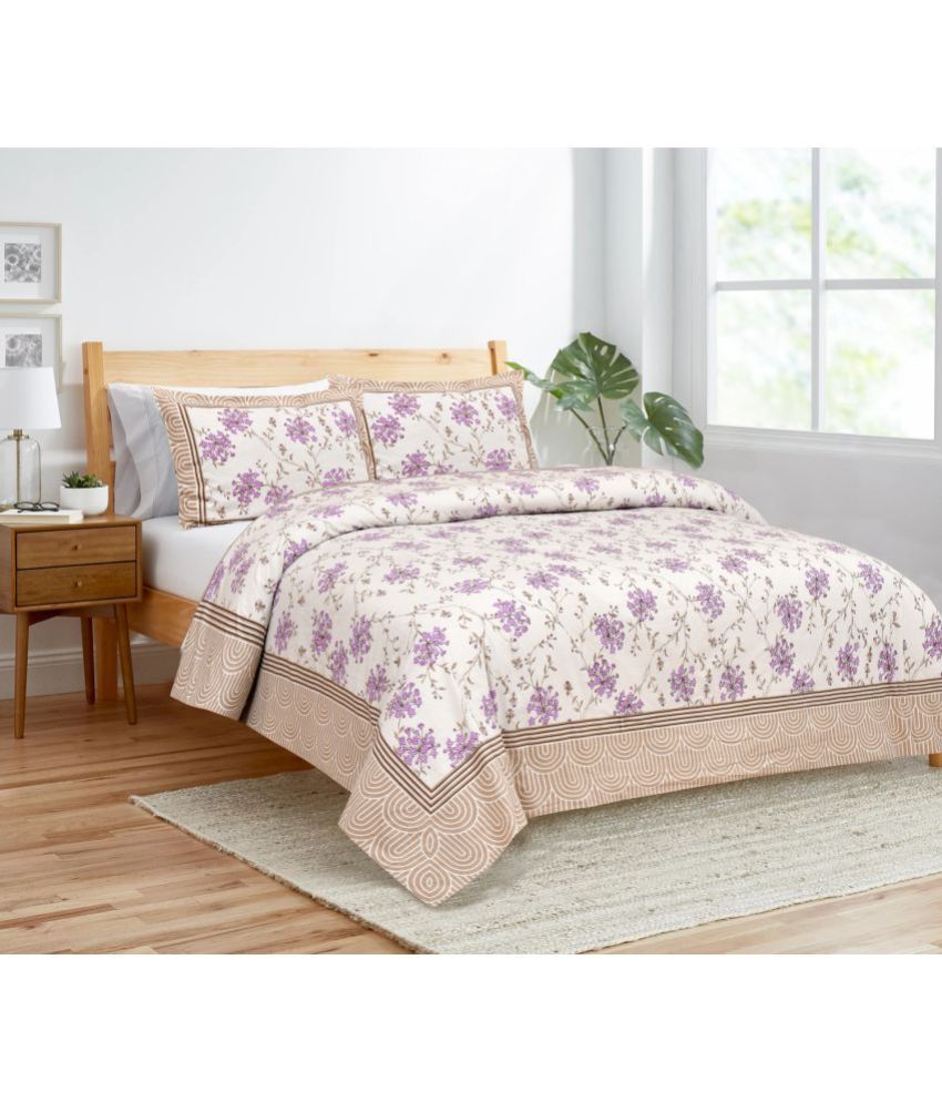     			Dream Weavers Cotton Floral King Size Bedsheet With 2 Pillow Covers - Multicolor