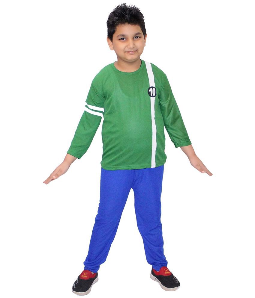     			Kaku Fancy Dresses Ben Super Hero Costume -Green & Blue, 5-6 Years, for Boys
